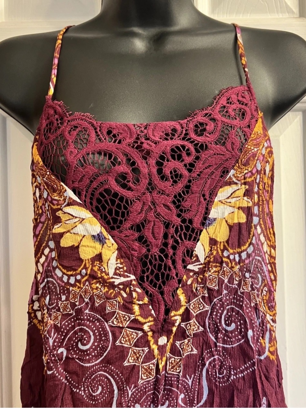 Intimately Free People Women's Slip Dress Marsha Floral Lace Boho Festival Sz S